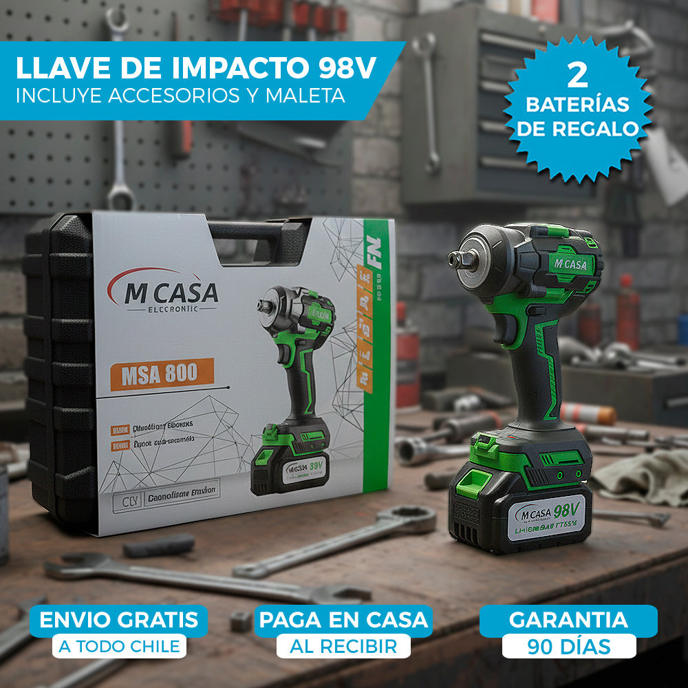 LLAVE DE IMPACTO MCASA™ 98V | INCLUYE 2 BATERÍAS DE REGALO 🎁