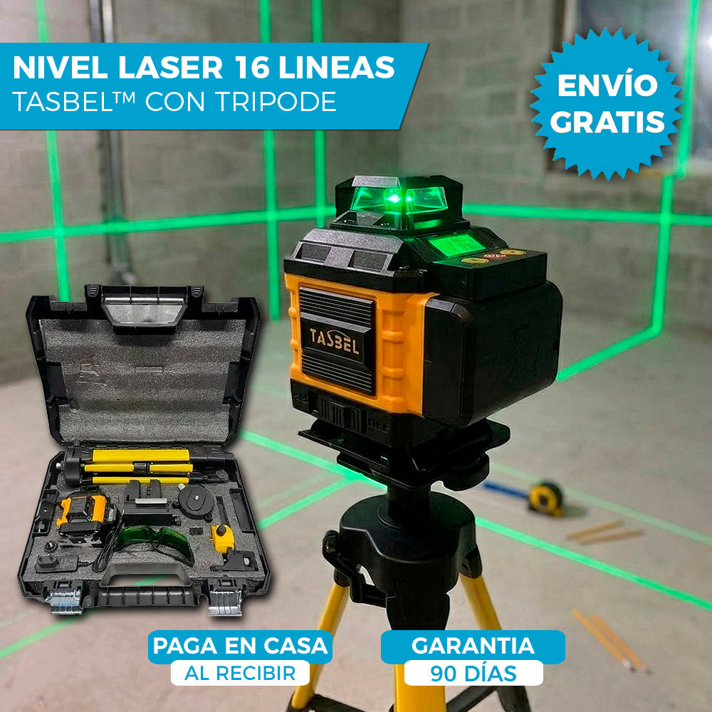 NIVEL LASER 16 LINEAS TASBEL™ | INCLUYE 2 BATERÍAS DE REGALO