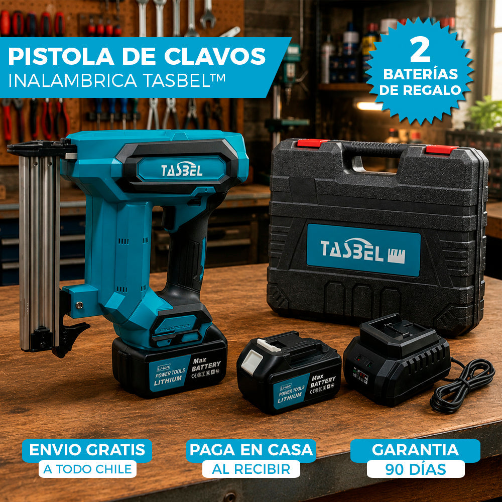 PISTOLA DE CLAVOS TASBEL™ | INCLUYE 2 BATERIAS DE REGALO 🎁