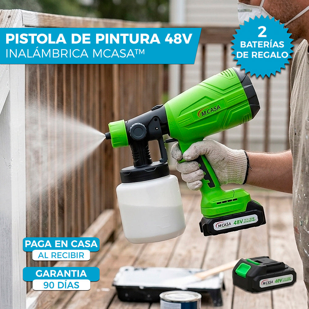 PISTOLA DE PINTURA MCASA™ 48V | INCLUYE 2 BATERÍAS DE REGALO