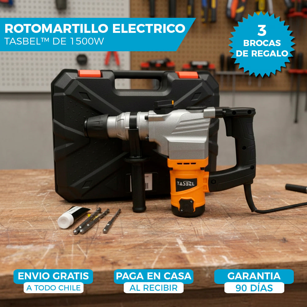 ROTOMARTILLO DEMOLEDOR TASBEL™ 1500W ⚡ | INCLUYE 3 BROCAS DE REGALO 🎁